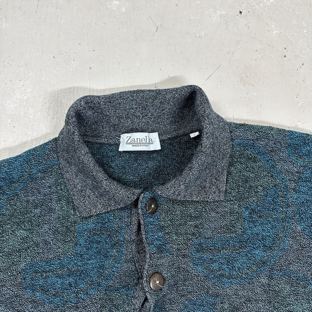 Zanella Italy Wool Sweater Heathered Blue Gray Size Large - Picture 4 of 8